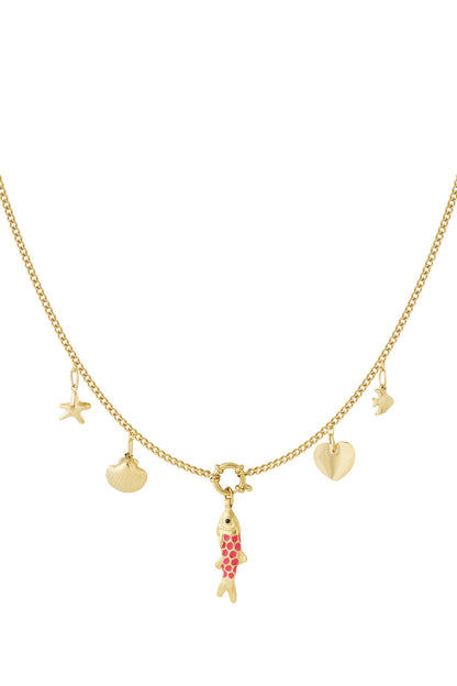 Elegant 14K Gold Plated Fish Pendant Necklace