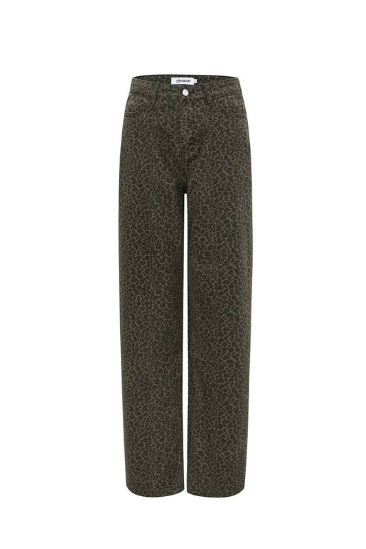Stylish Dark Brown Leopard Print Denim for Fall