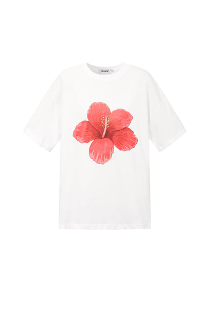 Gimme Casual Cotton Knitted T-Shirt in Red, Baby Blue & White