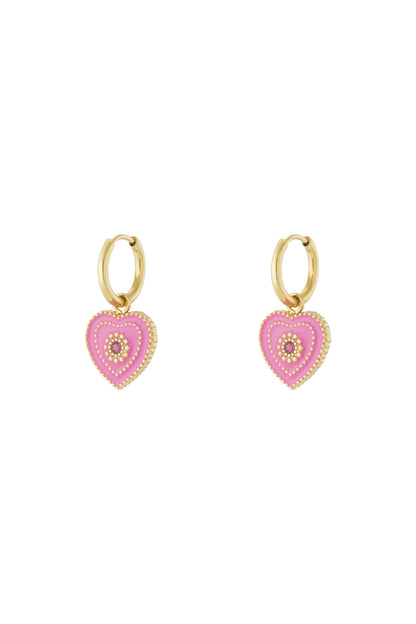 Elegant 14K Gold Plated Heart Drop Earrings for Women