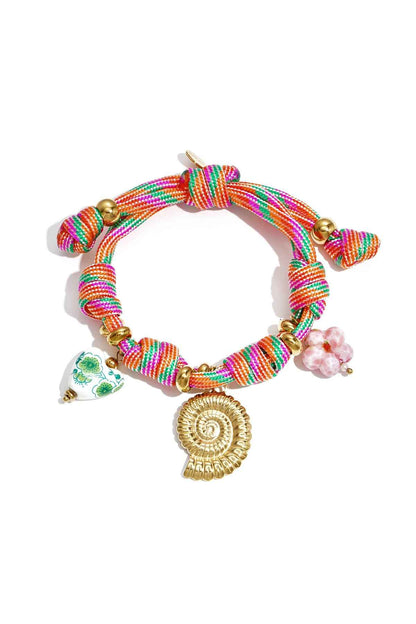 Touw armband met knopen en schelp charms