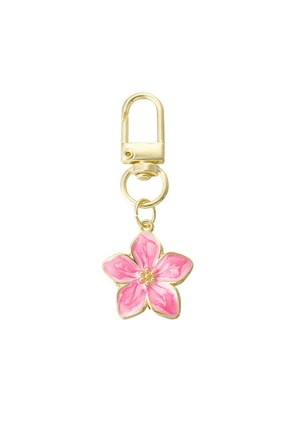 Charming Flower Keychain in Pink, Red & White Gold