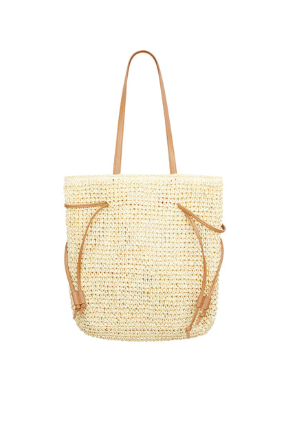 Eco-friendly Paper Shoulder Bag in Beige and Off-White