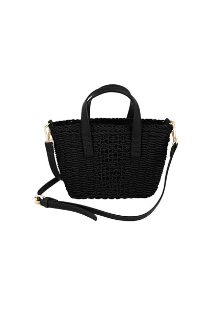 Elegant Paper Shoulder Bag in Black, Beige, Off-White