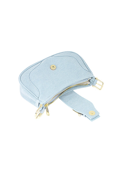 Chic Polyester Shoulder Bag in Pink and Blue