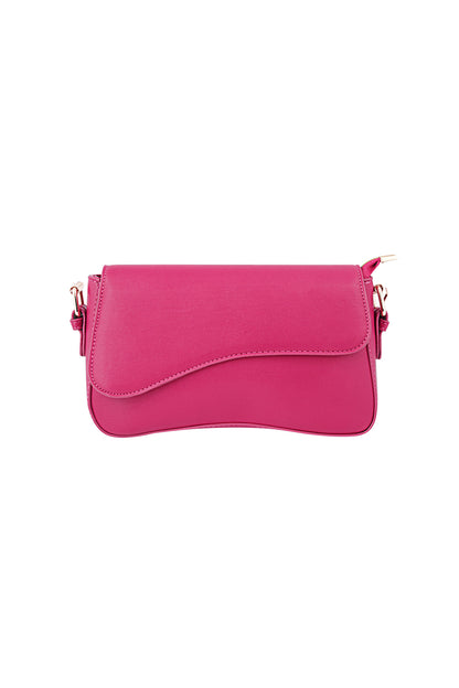 Stylish PU Shoulder Bag in Blue, Black & Fuchsia