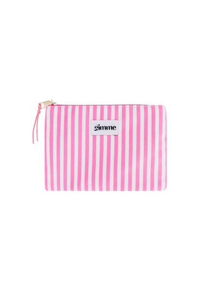 Chic Pink Stripe Makeup Bag for Daily Use