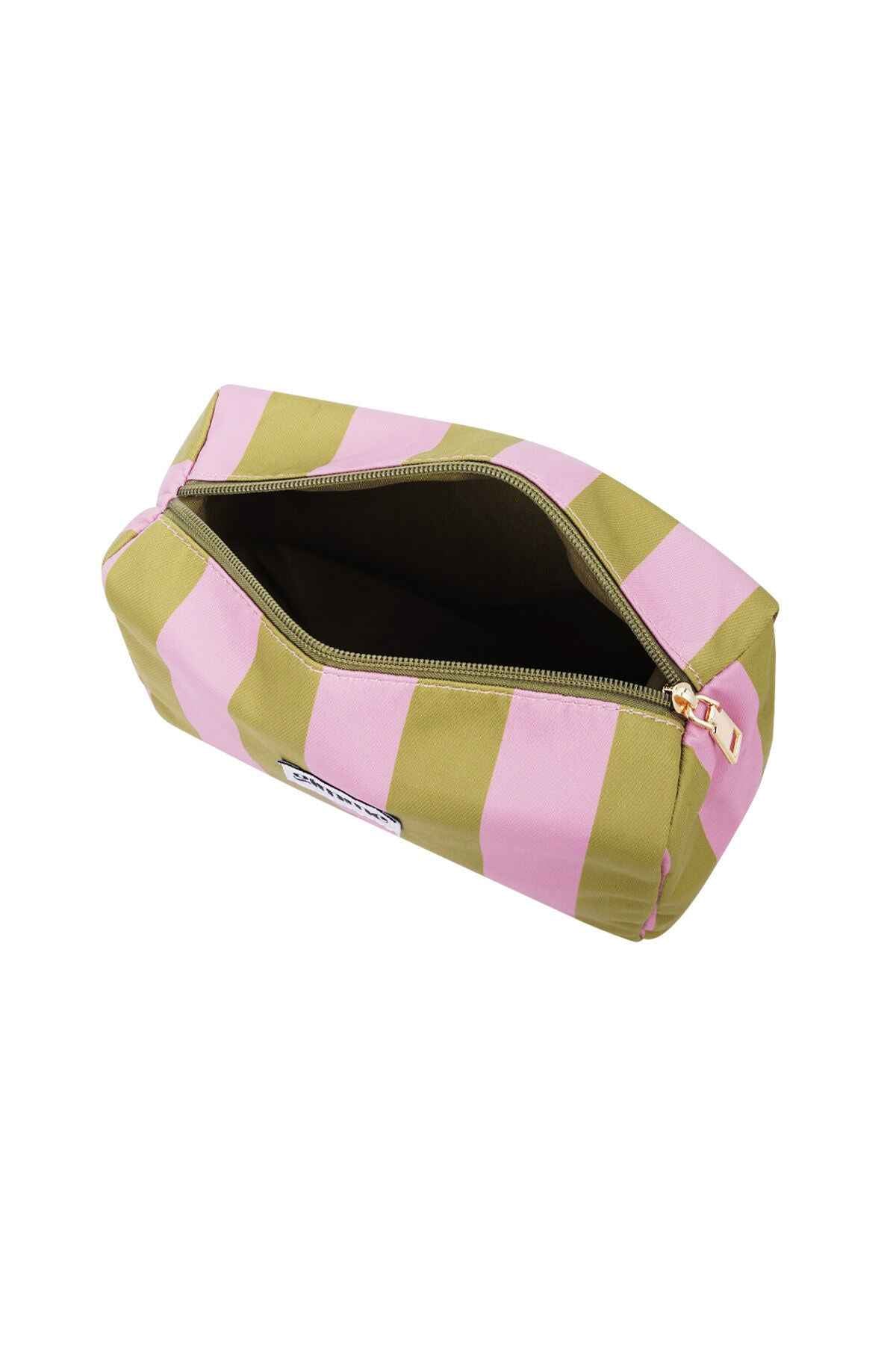 Chic Pink Stripe Makeup Bag for Everyday Glam
