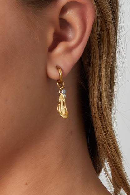 Elegant Blue & White 14K Gold Plated Drop Earrings