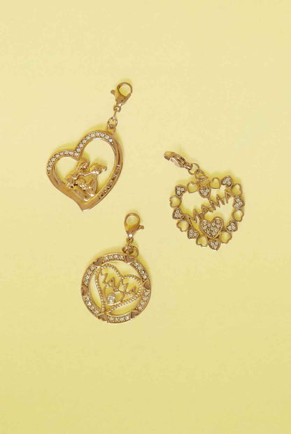 Sieraden bedel mama in hart met steentjes DIY