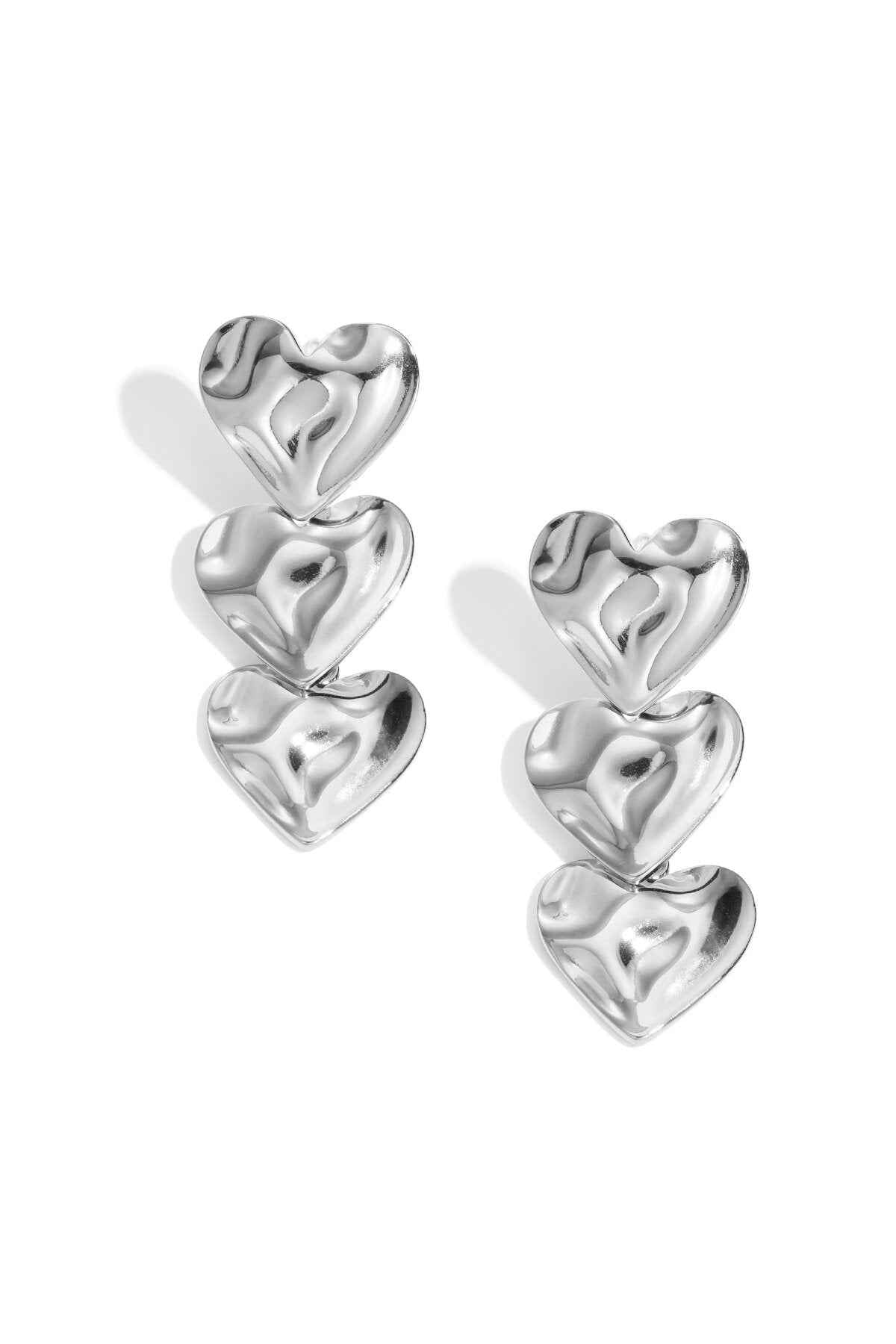 Elegant Heart Dangle Earrings for Women, Silver & Gold