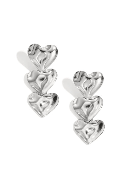 Elegant Heart Dangle Earrings for Women, Silver & Gold