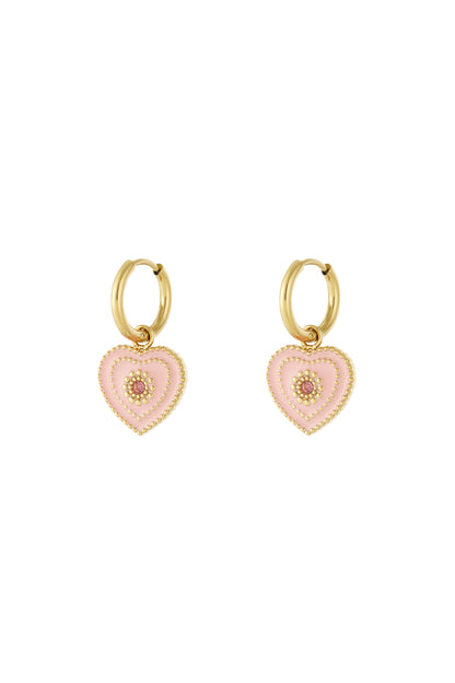 Elegant 14K Gold Plated Heart Drop Earrings for Women