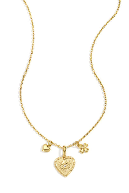 Elegant Devil's Eye & Heart Pendant Necklace