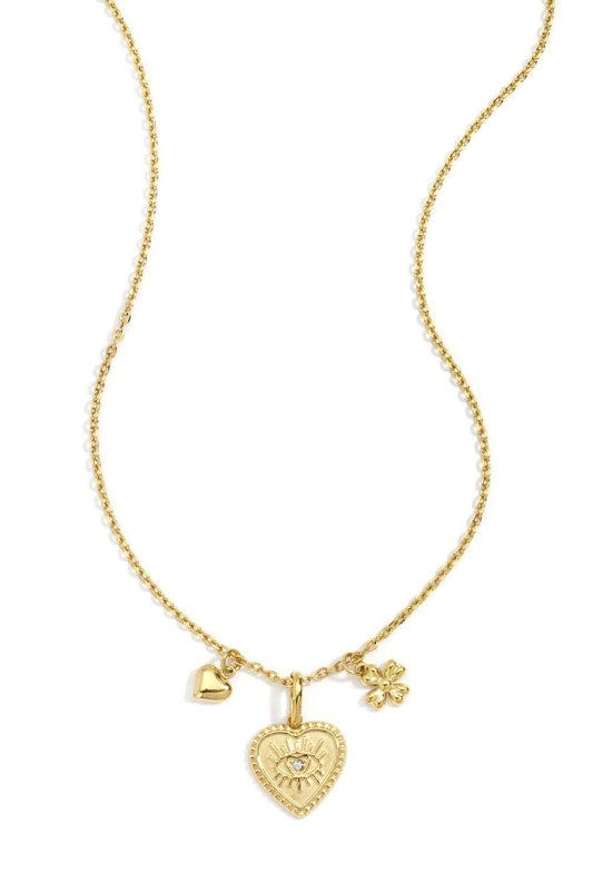 Elegant Devil's Eye & Heart Pendant Necklace