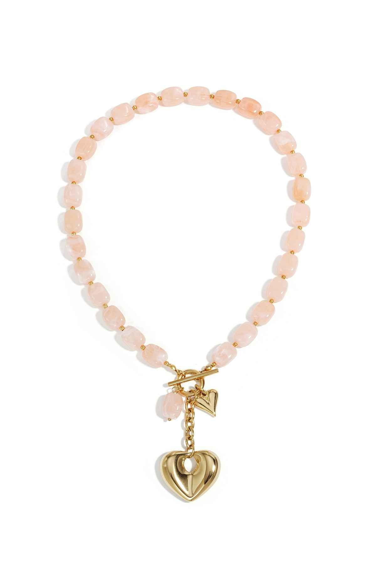 Squoval beaded necklace hanging heart