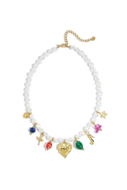 Charming Heart Beaded Necklace for Spring/Summer Elegance
