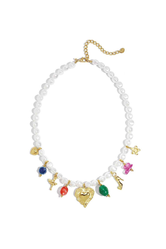 Charming Heart Beaded Necklace for Spring/Summer Elegance