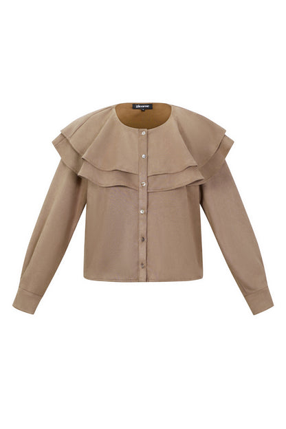 Elegant Ruffle Trim Blouse for Fall/Winter