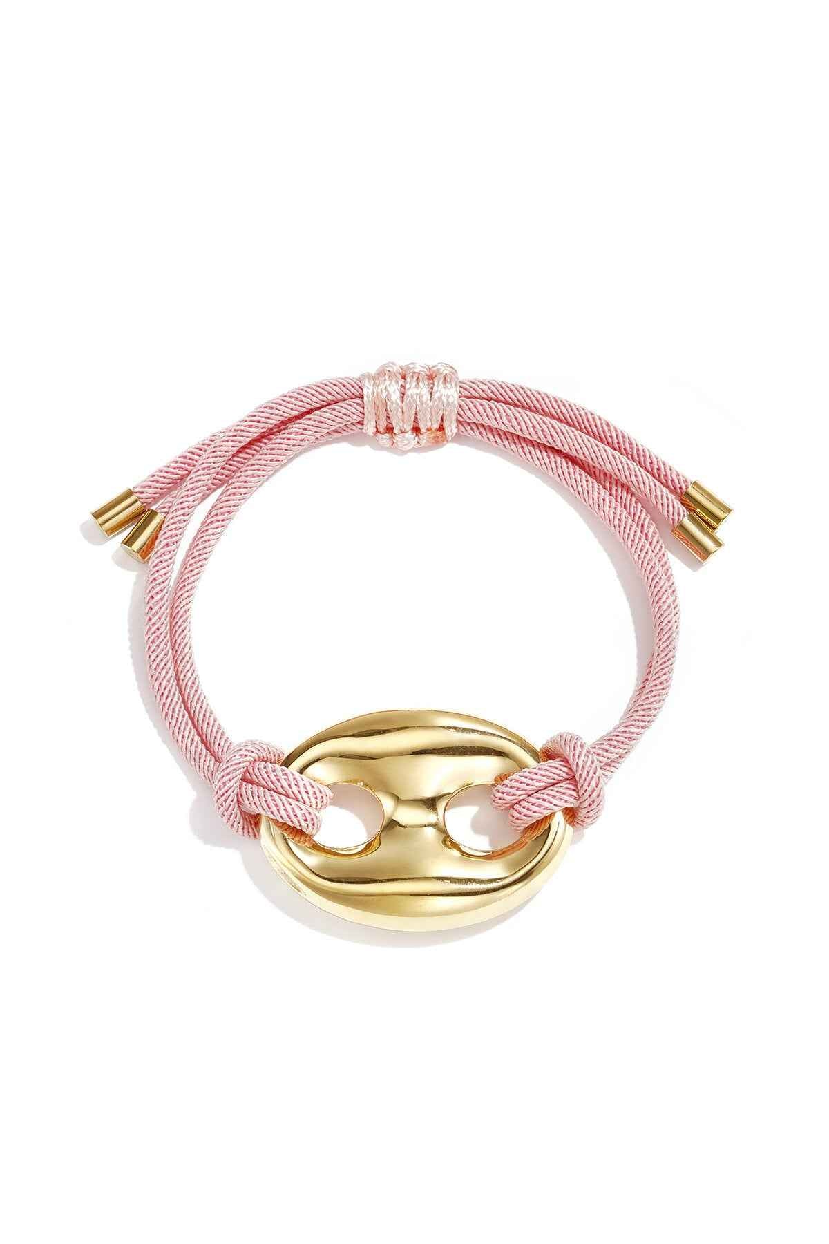 Satijnkoord armband met knop detail