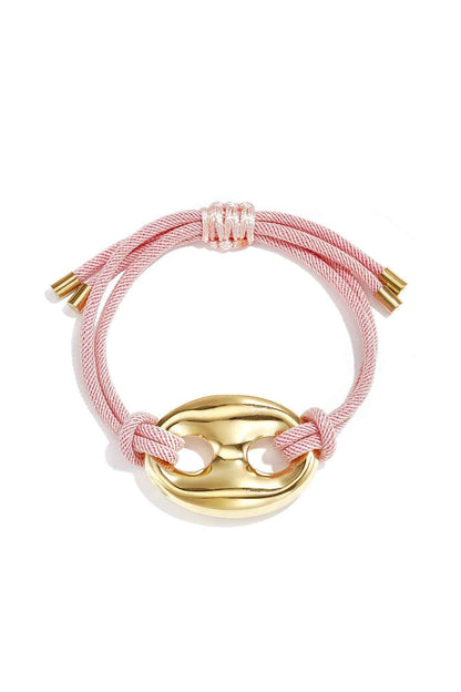 Satijnkoord armband met knop detail