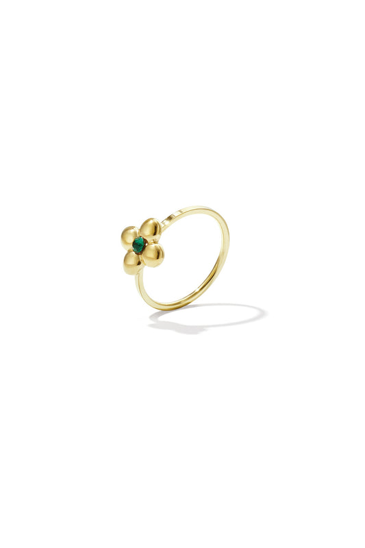 Statement ring met klaver en steentje