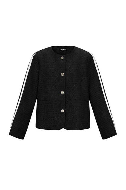 Elegant Plaid Wine Red & Black Jacket for Fall/Winter