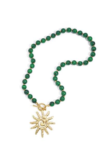 Elegant Dark Green & Coffee Brown Beaded Necklace