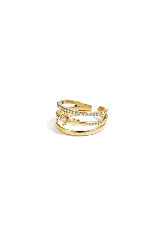 3 laagse ring met steentjes