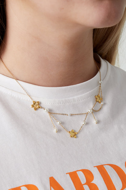 Elegant 14K Gold Plated Flower Pendant Necklace