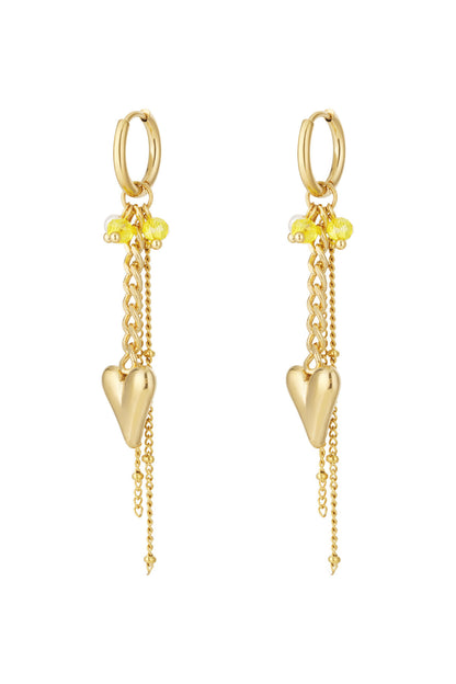 Stylish 14K Gold Plated Heart Drop Earrings