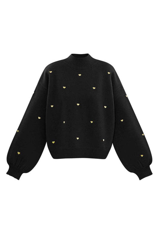 Soft Acrylic Heart Knit Sweater for Fall Winter