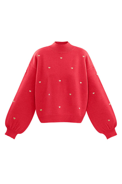 Soft Acrylic Heart Knit Sweater for Fall Winter