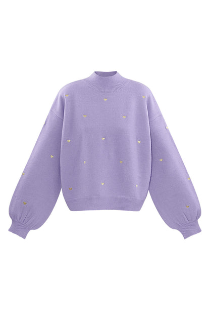 Soft Acrylic Heart Knit Sweater for Fall Winter