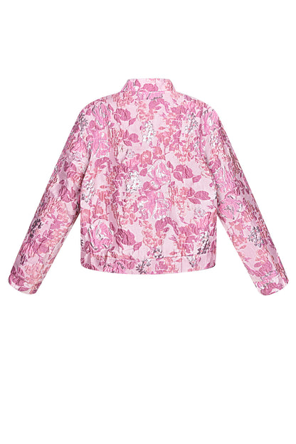 Stylish Polyester Jacket in Green, Purple & Pink