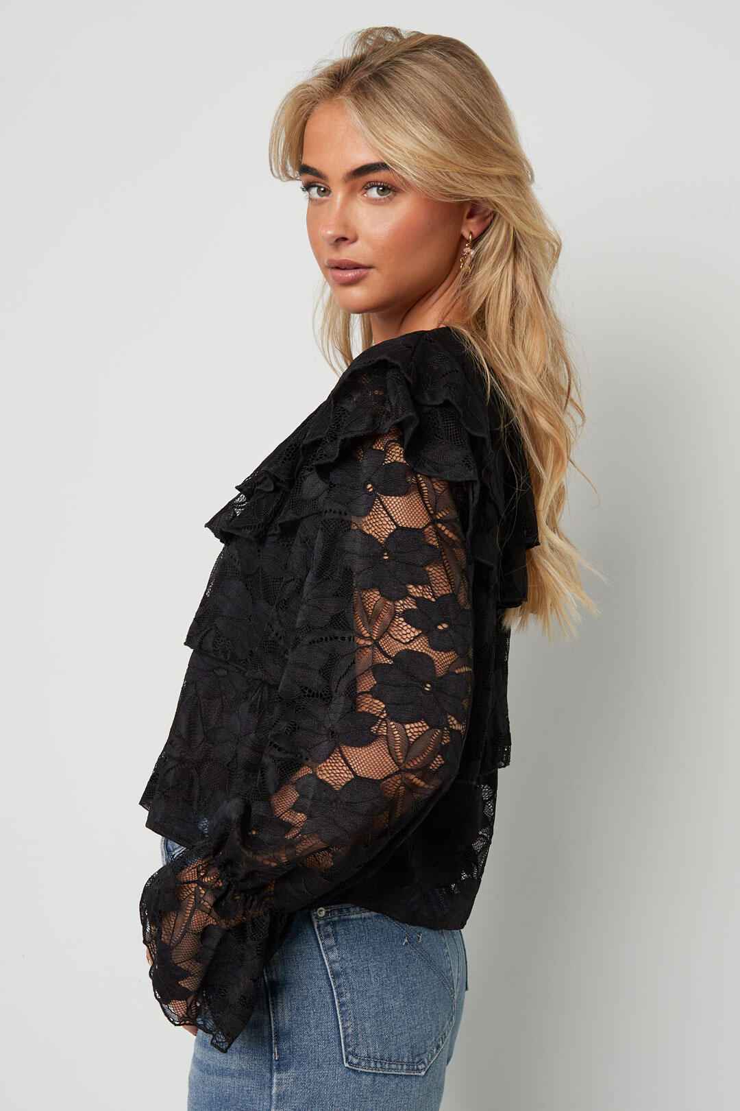 Elegant Floral Lace Panel Woven Shirt for Fall/Winter