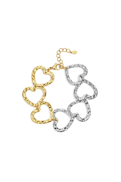 Stylish Gold & Silver Heart Chain Bracelet for Women