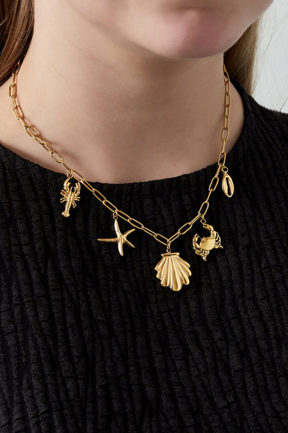 Elegant 14K Gold Plated Oceanic Pendant Necklace
