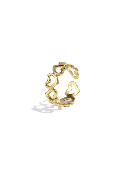 Elegant Adjustable Minimalist Heart Ring - Silver & Gold