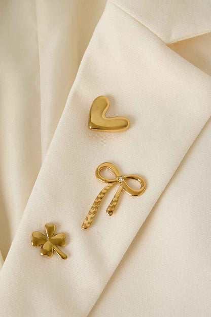 Roestvrijstalen hartvormige broche uit de Simple Daily Simple-serie voor dames.