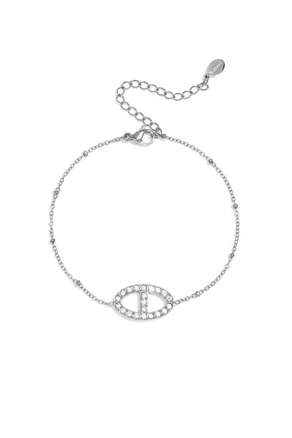 Armband met steentjes in ovale charm
