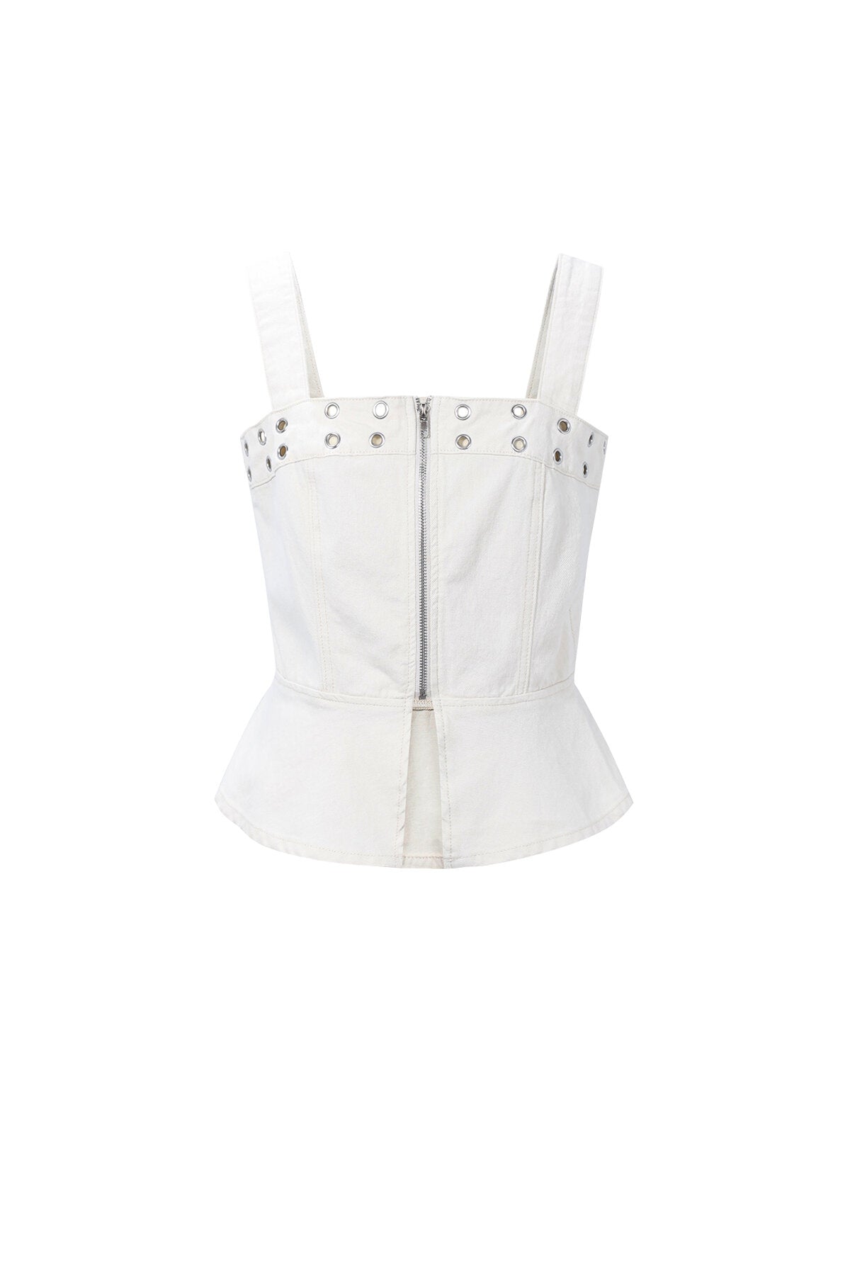 Opvallende denim top met oogjes