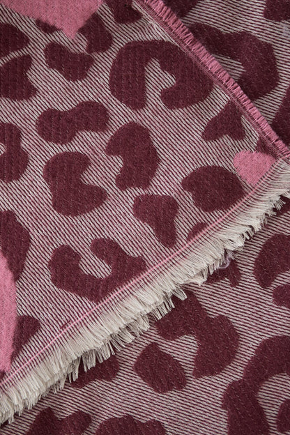 Soft Heart-Print Winter Scarf for Women - Casual & Cozy