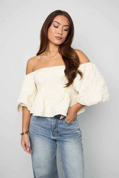 pof mouw top met textuur