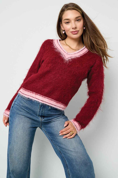 Cozy Wine Red, Blue, and Light Purple Knit Sweaters for Fall/Winter