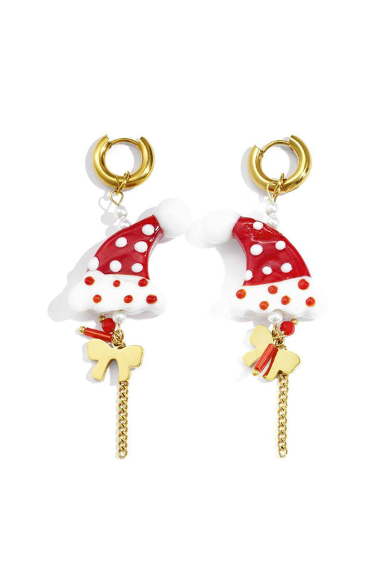 Crimson Stainless Steel Drop Earrings for Christmas