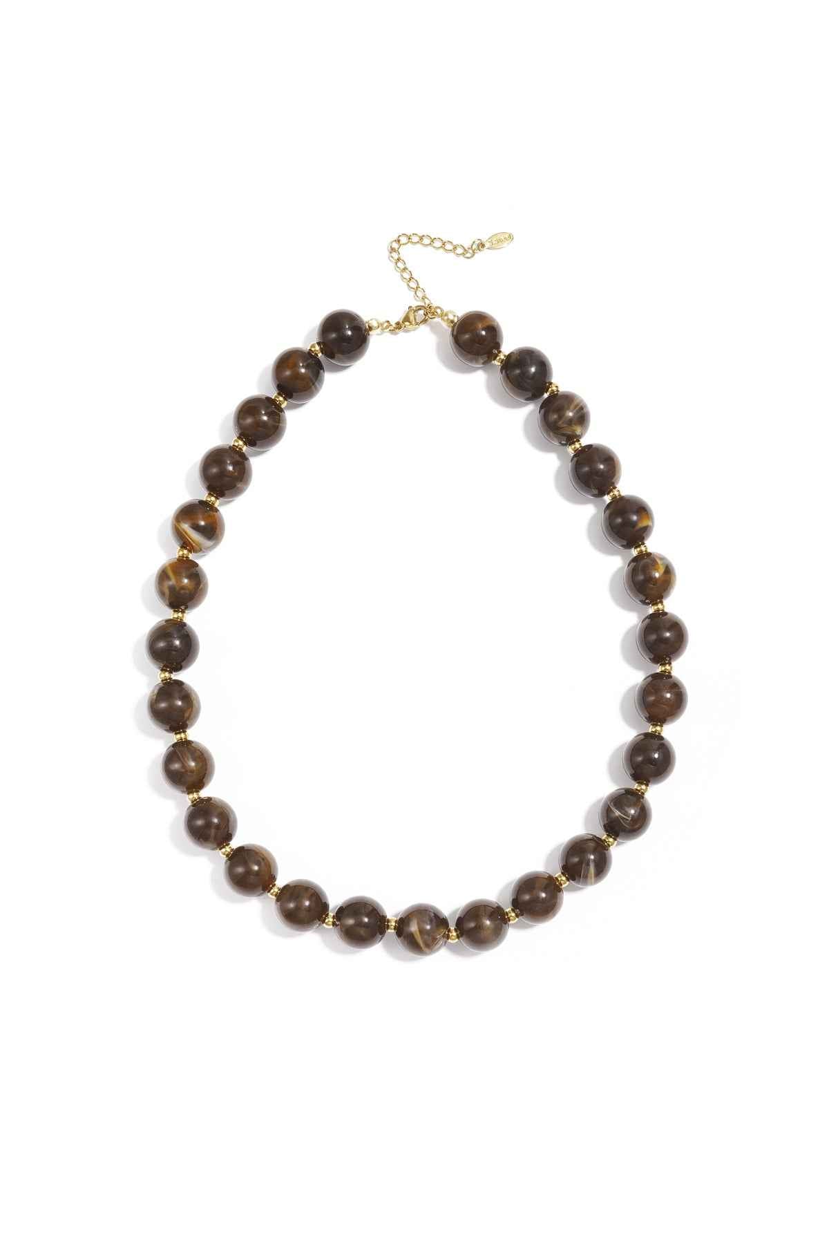 Bead necklace with gold beads 13.5mm