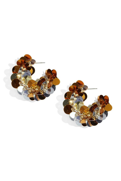 Hoop earrings made of sequins and beads