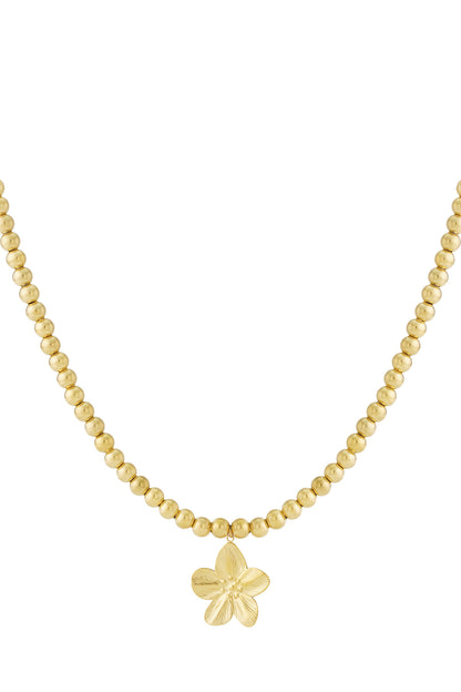 Elegant Flower Short Necklace, Silver & Gold