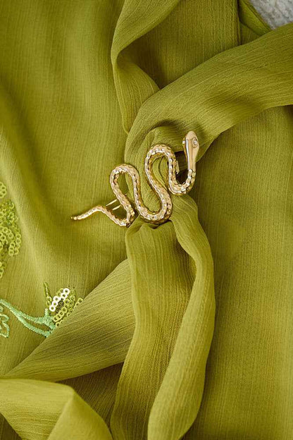 Broche haarspeld slang met steentjes